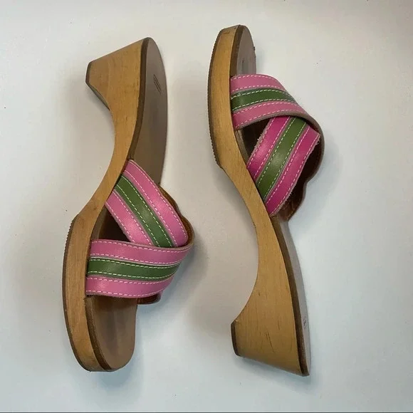 Coach Clog Mule Leather Stripe Sandal - Picture 1 of 16